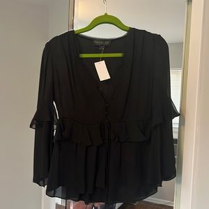 Rachel Zoe Black Tie Flowy Top